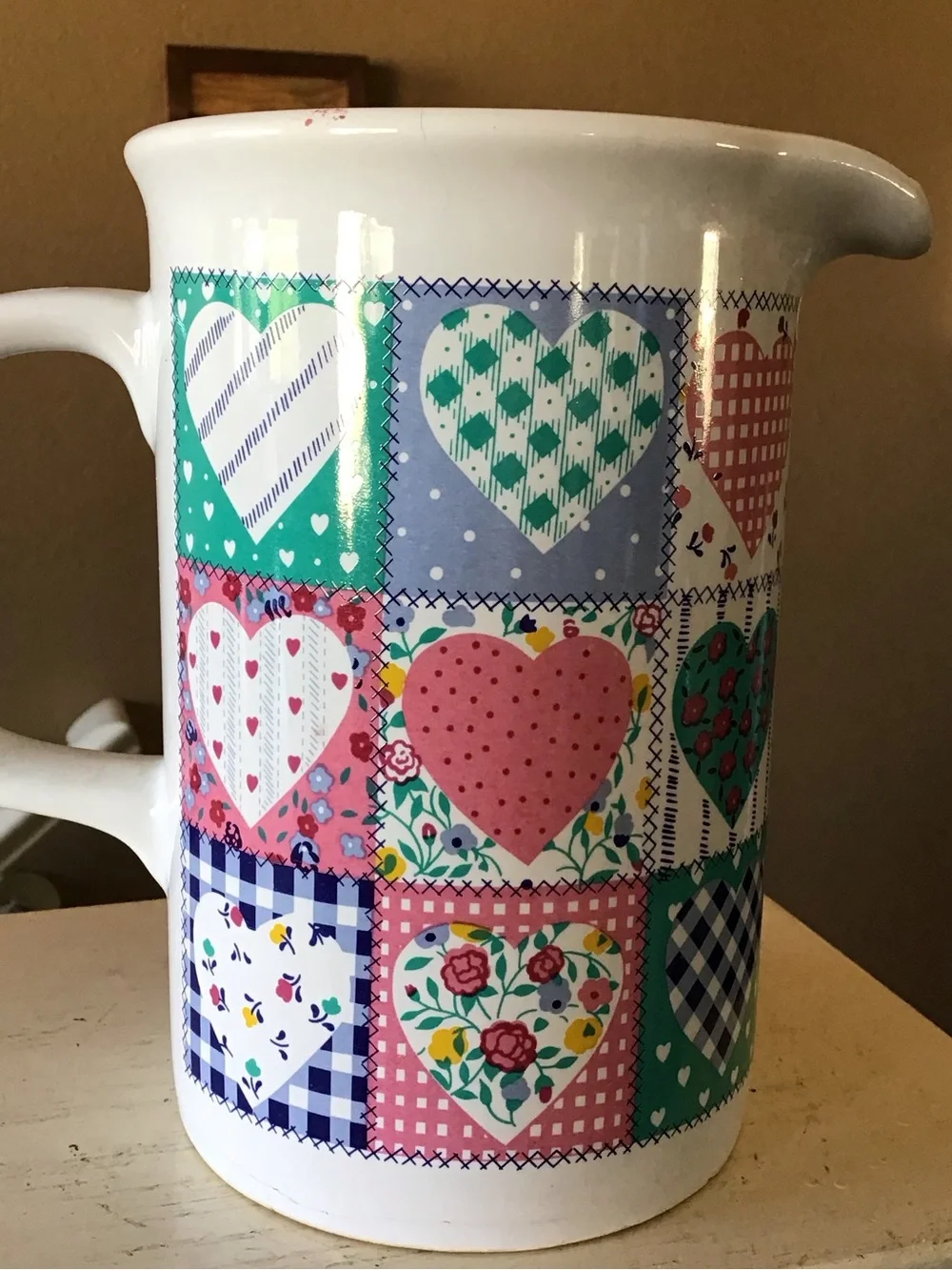 Vintage 1980s Y2K Hearts Delight Ceramic Pitcher
